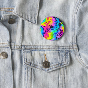 Colourful Wild Cheetah Tye Dye Pattern 2 Inch Round Button