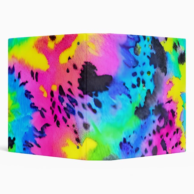 Colourful Wild Cheetah Tye Dye Pattern  Binder (Background)