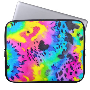 Colourful Wild Cheetah Tye Dye Pattern  Laptop Sleeve