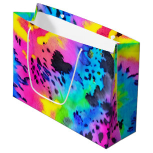 Colourful Wild Cheetah Tye Dye Pattern Large Gift Bag