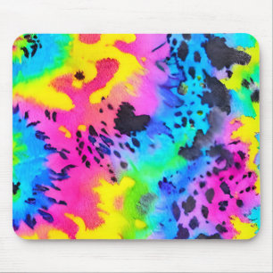 Colourful Wild Cheetah Tye Dye Pattern  Mouse Pad