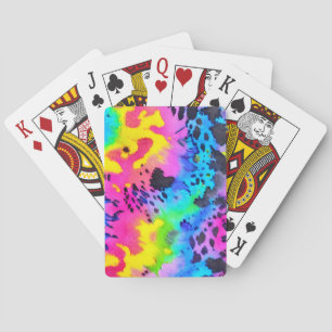 Colourful Wild Cheetah Tye Dye Pattern Playing Cards