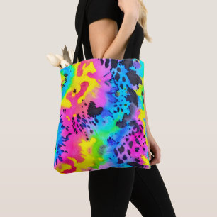 Colourful Wild Cheetah Tye Dye Pattern Tote Bag