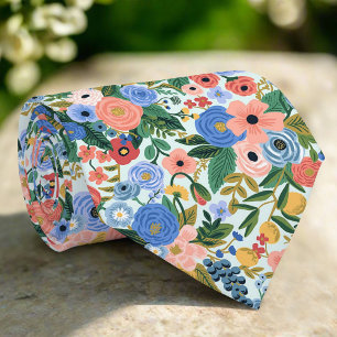 Colourful Wild Floral Watercolor Nature Garden Tie