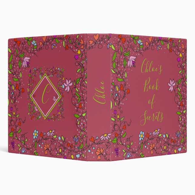 Colourful Wild Flower Border to Personalize Binder (Background)