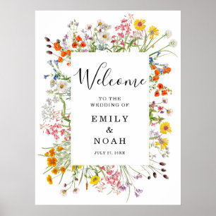 Colourful Wild Flower Country Wedding Welcome Poster