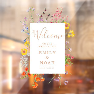 Colourful Wild Flower Country Wedding Welcome Window Cling
