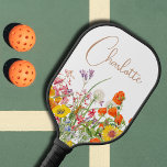 Colourful Wild Flowers Country Botanical Name Pickleball Paddle<br><div class="desc">Colourful Wild Flowers Country Botanical Personalized Name Pickleball Paddle features pretty country flowers in orange,  yellow,  purple and pink on a white background with your custom name in modern calligraphy script typography. Perfect gift for Christmas,  birthday,  Mother's Day,  teacher appreciation and more. Designed for you by Evco Studio www.zazzle.com/store/evcostudio</div>