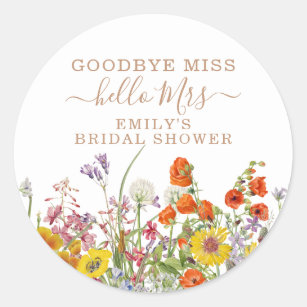 Colourful Wild Flowers Country Floral Goodbye Miss Classic Round Sticker