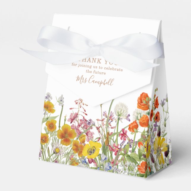 Colourful Wild Flowers Country Future Mrs Floral Favor Box (Front Side)