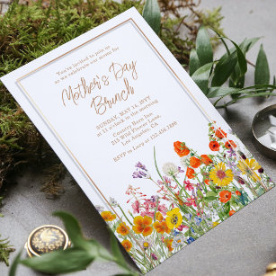 Colourful Wild Flowers Country Mother's Day Brunch Invitation