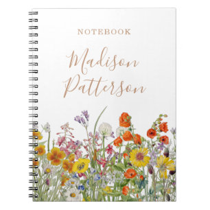 Colourful Wild Flowers Country Personalized Name Notebook