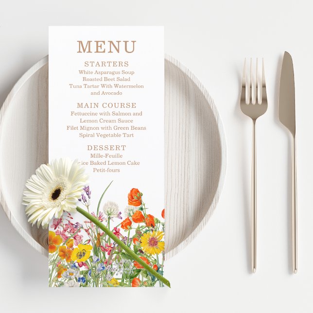Colourful Wild Flowers Country Wedding Menu (Creator Uploaded)