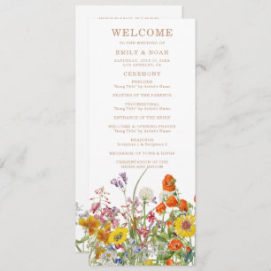 Colourful Wild Flowers Country Wedding  Program