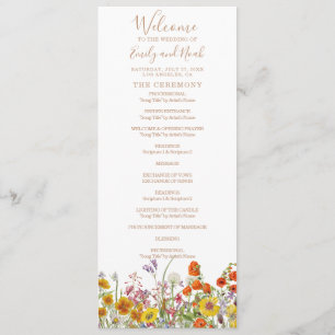 Colourful Wild Flowers Country Wedding Program
