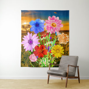 Colourful Wild Flowers (Summer Sunset) - Floral Tapestry