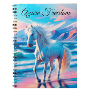Colourful wild horses mustang coastal landscape notebook