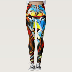 Colourful Wild Lion of Judah Oil Paint Leggings
