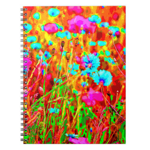Colourful Wild Meadow in Bloom Pop Art Style Notebook