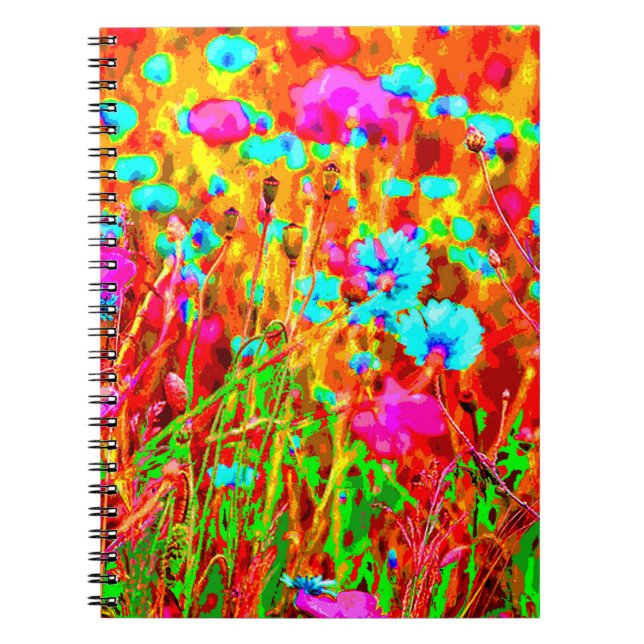 Colourful Wild Meadow in Bloom Pop Art Style Notebook (Front)