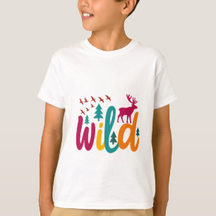 Colourful Wild Print with Forest and Deer Graphic T-Shirt