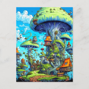 Colourful Wild Psychedelic Mushrooms Dwelling Postcard