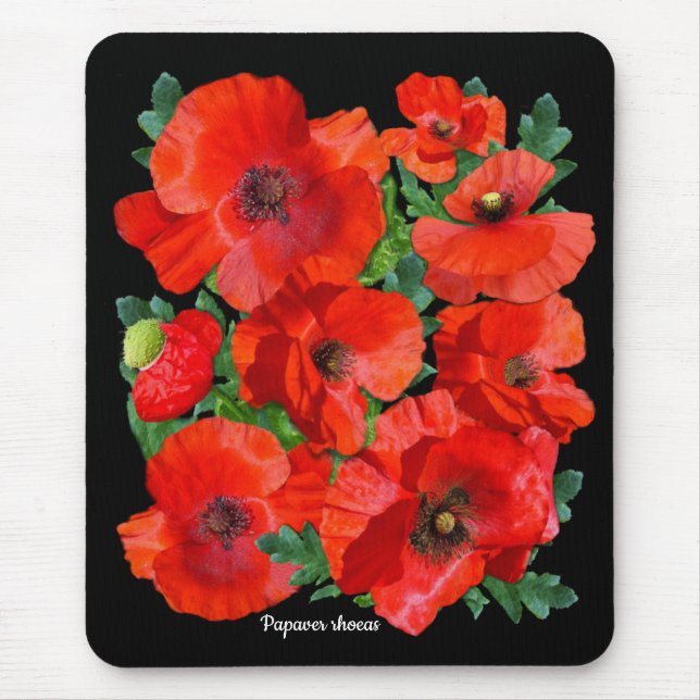 Colourful Wild Red Poppies Mouse Pad (Front)
