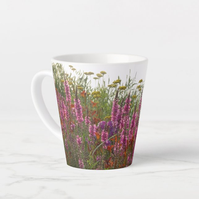 Colourful Wild Summer Flowers Latte Mug (Left Angle)