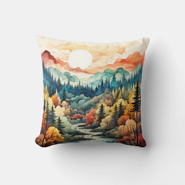 Colourful Wilderness In Autumn Landscape Throw Pillow (Front)
