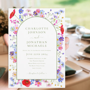 Colourful Wildflower Arch Invitation