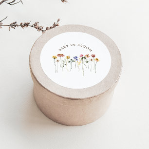 Colourful Wildflower Baby In Bloom Baby Shower Classic Round Sticker