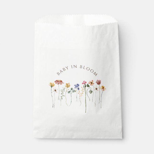 Colourful Wildflower Baby In Bloom Baby shower Favour Bag (Front)