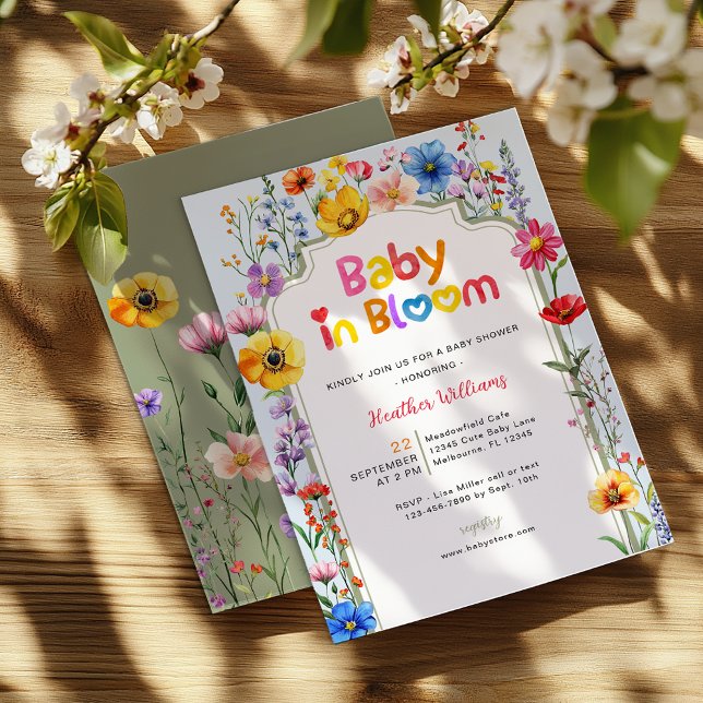 Colourful Wildflower Baby in Bloom Baby Shower  Invitation (Baby in Bloom Wildflower Baby Shower Invite)