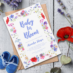 Colourful Wildflower Baby in Bloom Boy Baby Shower Invitation