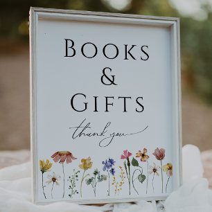 Colourful Wildflower Baby Shower Books and Gifts Poster