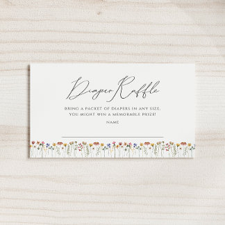 Colourful Wildflower Baby Shower Diaper Raffle Enclosure Card