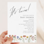 Colourful Wildflower Baby Shower It's Twins Invitation<br><div class="desc">This colourful wildflower baby shower it's twins invitation is perfect for your simple, whimsical boho rainbow summer baby shower. The bright, enchanted pink, yellow, orange, and gold colour florals give this product the feel of a minimalist elegant vintage hippie spring garden. The modern design is artsy and delicate, portraying a...</div>