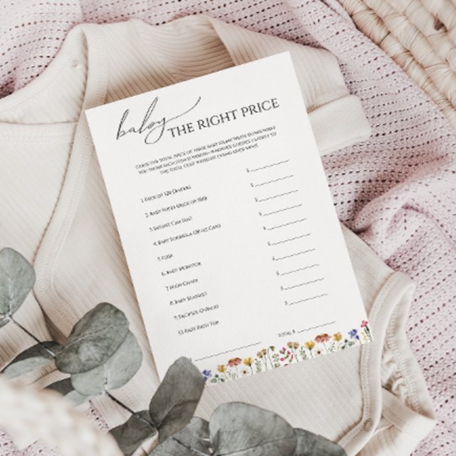 Colourful Wildflower Baby Shower Right Price Card (Creator Uploaded)