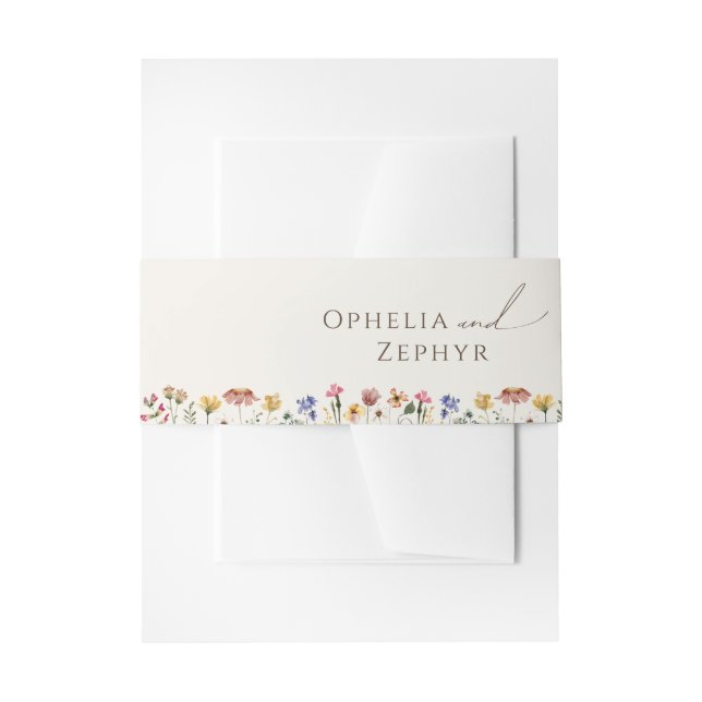 Colourful Wildflower | Beige Invitation Belly Band (Front Example)