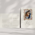 Colourful Wildflower | Beige Meadow Photo Thank Yo Postcard<br><div class="desc">This colourful wildflower | beige meadow photo thank you postcard is perfect for your simple, whimsical boho rainbow summer wedding. The bright, enchanted pink, yellow, orange, and gold colour florals give this product the feel of a minimalist elegant vintage hippie spring garden. The modern design is artsy and delicate, portraying...</div>