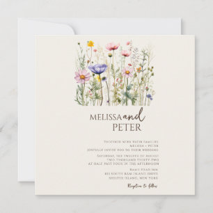 Colourful Wildflower Beige Monogram Photo Wedding  Save The Date