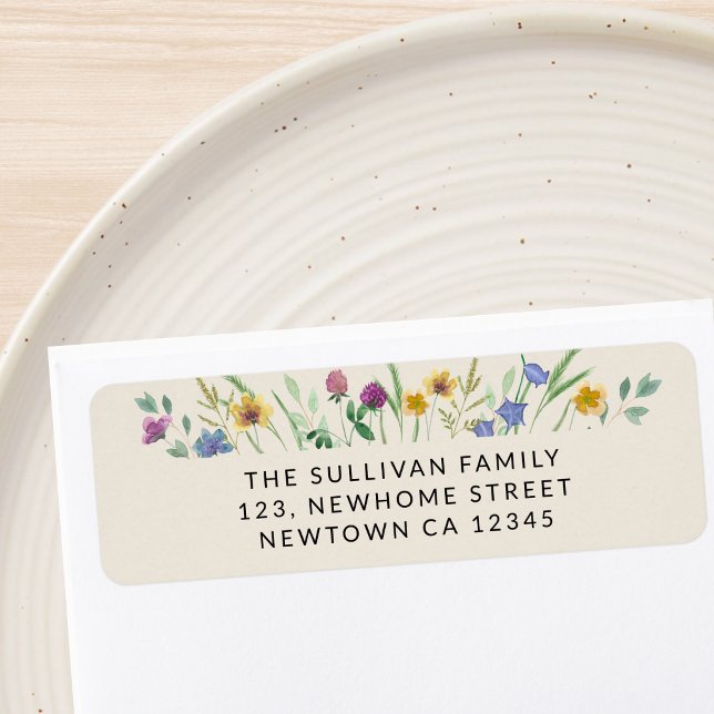 Colourful Wildflower Beige Return Address (Creator Uploaded)