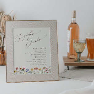 Colourful Wildflower   Beige Signature Drinks Sign