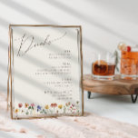 Colourful Wildflower | Beige Wedding Drinks Menu Poster<br><div class="desc">This colourful wildflower | beige drinks menu poster is perfect for your simple, whimsical boho rainbow summer wedding. The bright, enchanted pink, yellow, orange, and gold colour florals give this product the feel of a minimalist elegant vintage hippie spring garden. The modern design is artsy and delicate, portraying a classic...</div>