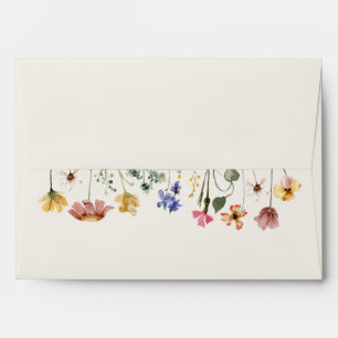 Colourful Wildflower   Beige Wedding Invitation En Envelope