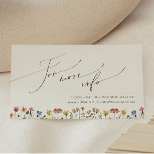 Colourful Wildflower   Beige Wedding Website Enclosure Card