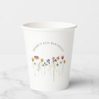 Colourful Wildflower Birthday Party Paper Cups
