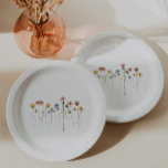 Colourful Wildflower Birthday Party Paper Paper Plate<br><div class="desc">These colourful wildflower birthday party paper plates are perfect for your simple, whimsical boho rainbow summer party. The bright, enchanted pink, yellow, orange, and gold colour florals give this product the feel of a minimalist elegant vintage hippie spring garden. The modern design is artsy and delicate, portraying a classic earthy...</div>