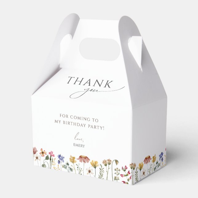 Colourful Wildflower Birthday Thank You Favor Box (Front Side)