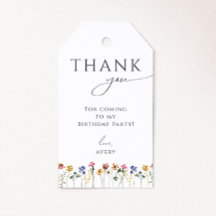 Colourful Wildflower Birthday Thank You Favour Tag